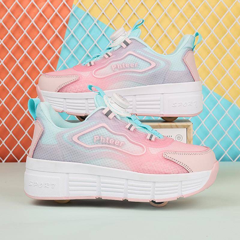 Neue Runaway Schuhe Doppelrollen-Schuhe Jungen Kinderschuhe mit Rollen Mädchen Rollschuhe 40 von Joom DACH