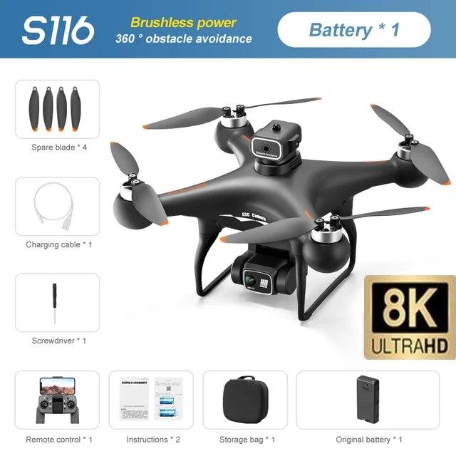 Neue S116 MAX Drohne WIFI FPV ESC HD Kamera 360° Hindernisvermeidung Bürstenloser Motor Fernbedienung Quadcopter Spielzeug Geschenk für Kinder 3 battery schwarz von Joom DACH