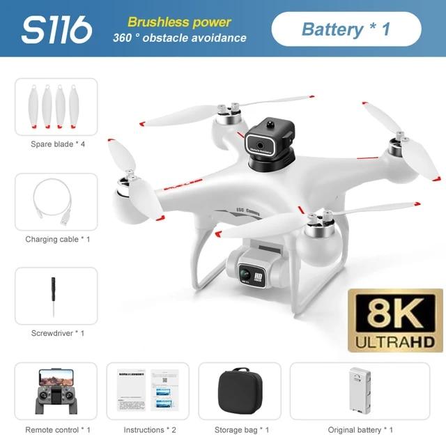 Neue S116 MAX Drohne WIFI FPV ESC HD Kamera 360° Hindernisvermeidung Bürstenloser Motor Fernbedienung Quadcopter Spielzeug Geschenk für Kinder 3 battery weiß von Joom DACH