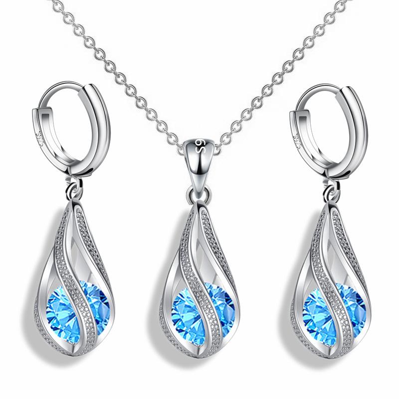 Neue S925 Stempel Silber Frauen Ohrringe Geometrische Wasser Tropfen Anhänger Hohe Qualität Zirkon Ohrring Sets Für Frauen Schmuck Geschenke von Joom DACH