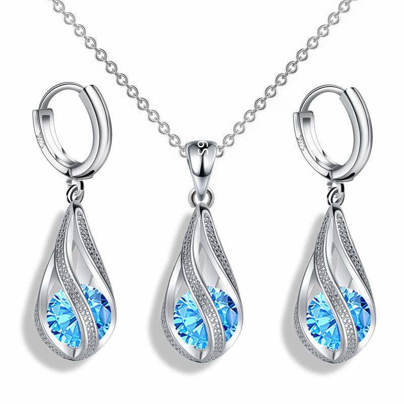 Neue S925 Stempel Silber Frauen Ohrringe Geometrische Wasser Tropfen Anhänger Hohe Qualität Zirkon Ohrring Sets Für Frauen Schmuck Geschenke von Joom DACH