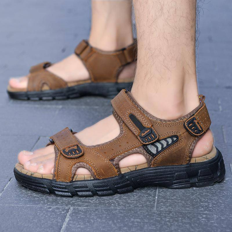 Neue Sandalen Plateau Sommer Leder Herren Römerschuhe Modische Sport Freizeit Strandschuhe Slipper Gummi Herren Niedrigpreis Schuh 40 braun von Joom DACH