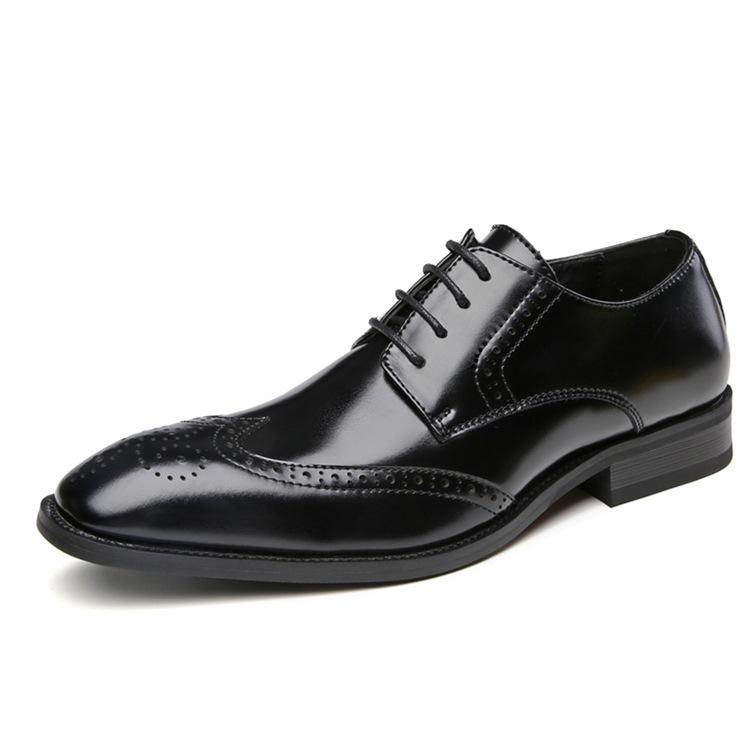 Neue Schnür-Brogues Britisches Echtleder Business Formelle Kleidung Lederschuhe Herren Schnür-Derbyschuhe Spitze Jugend 47 von Joom DACH