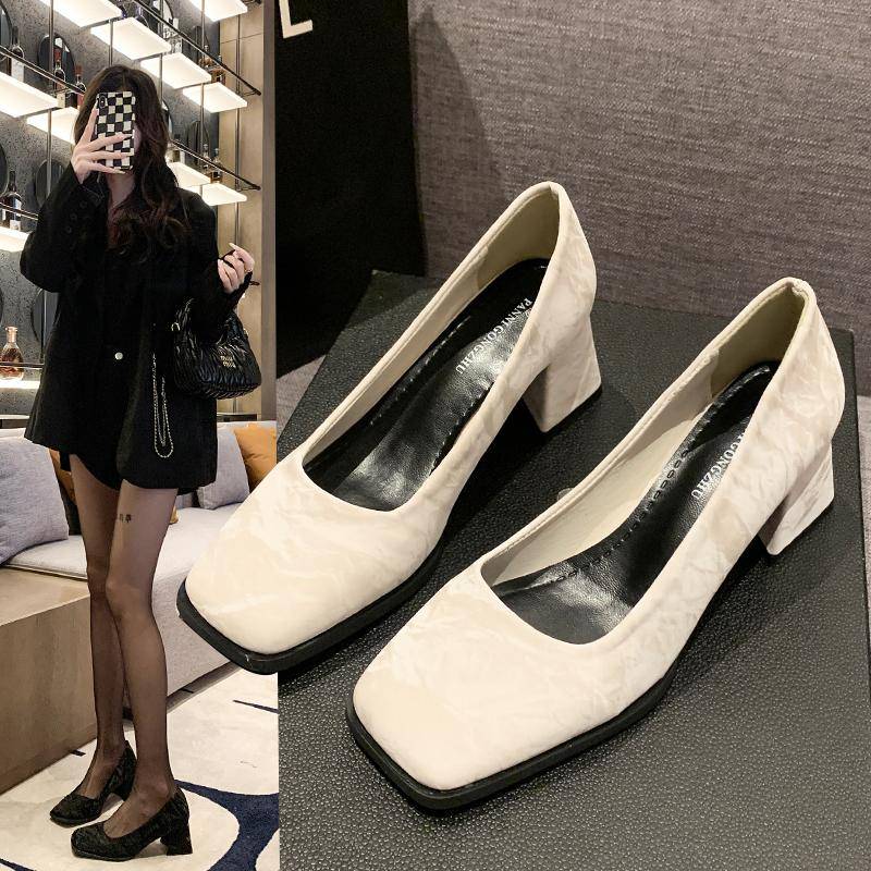 Neue Schuhe Frau High Heels Party Hochzeit Eckige Zehe Frühling Sommer Größe 35-39 Damenmode Lässige Pumps 35 apricot von Joom DACH