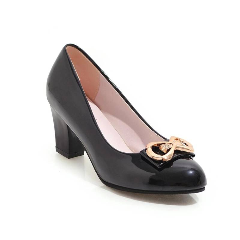 Neue Schuhe für Damen Slip-on Damenpumps Runde Zehenpartie Quadratischer Absatz Damen High Heels Feste Schuhe Damen Zapatos Mujer 40 schwarz von Joom DACH