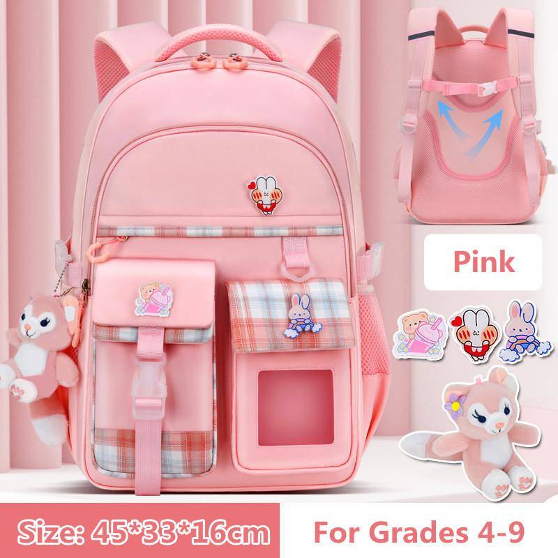 Neue Schulranzen Grundschule Mädchen 1-6 Klassen Nette Prinzessin Tragbare kinder Wasserdichte Rucksack Kinder Schule Tasche L rosa von Joom DACH