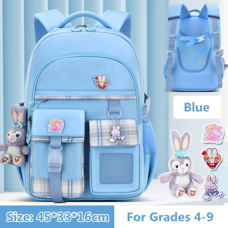 Neue Schulranzen Grundschule Mädchen 1-6 Klassen Nette Prinzessin Tragbare kinder Wasserdichte Rucksack Kinder Schule Tasche L blau von Joom DACH