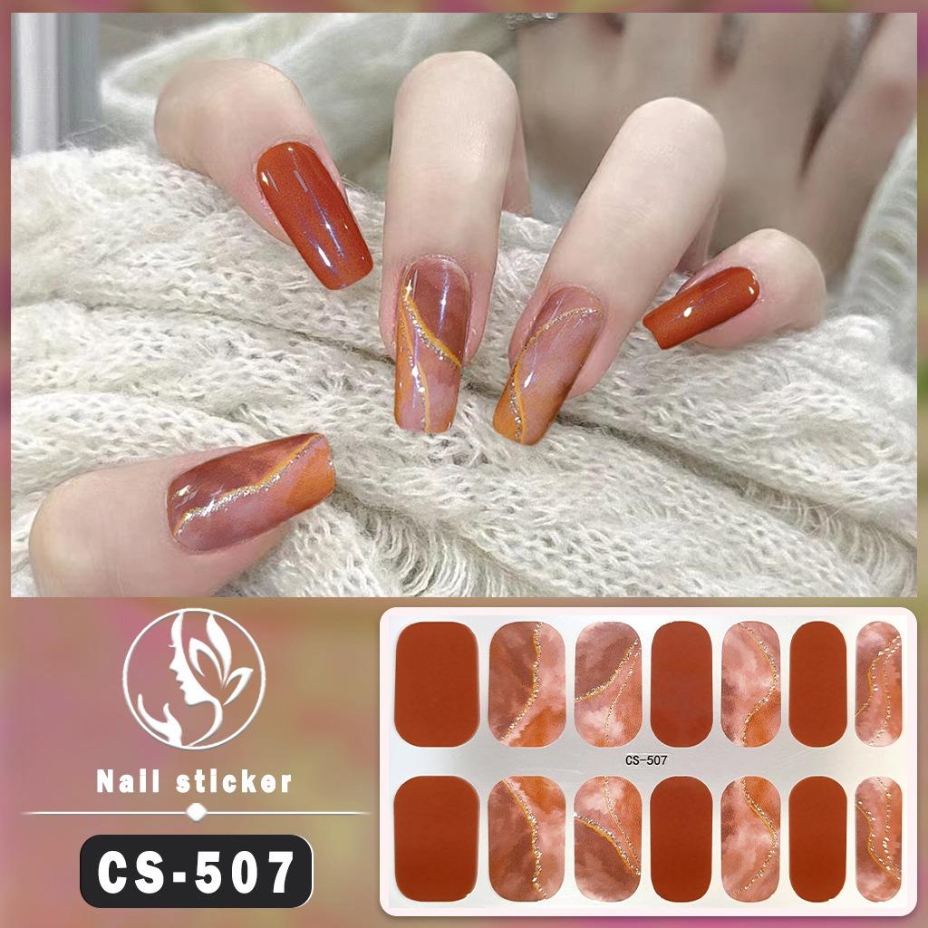 Neue Serie von wasserfesten Falschnägeln, kein Backen, Gel-Nagellackfolie, Vollsticker, einfarbig, Farbverlauf, Nagelfolienpapier, Nagelfolienpapier-Patch von Joom DACH