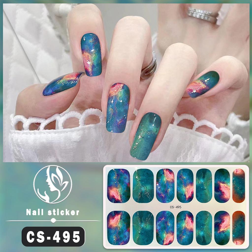 Neue Serie von wasserfesten Falschnägeln, kein Backen, Gel-Nagellackfolie, Vollsticker, einfarbig, Farbverlauf, Nagelfolienpapier, Nagelfolienpapier-Patch von Joom DACH