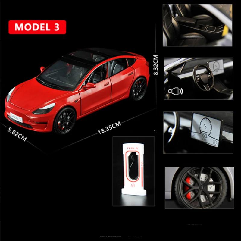 Neue Simulation 1:24 Tesla Modellautos Spielzeug Legierung Druckguss Metall Fahrzeugmodell mit Ton und Licht Kinder Jungen Spielzeug Trendy Geschenk Sammlung Ornamente rot von Joom DACH