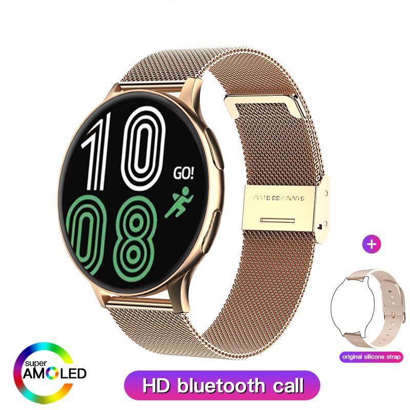 Neue Smart Watch, runde Smartwatch, Bluetooth-Anrufe, Uhren für Männer und Frauen, Fitness-Armband, individuelles Zifferblatt + Geschenkbox Milan Net gold von Joom DACH
