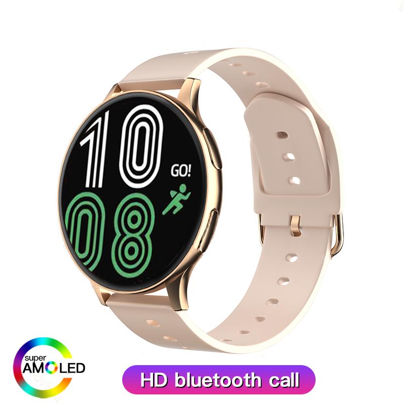 Neue Smart Watch, runde Smartwatch, Bluetooth-Anrufe, Uhren für Männer und Frauen, Fitness-Armband, individuelles Zifferblatt + Geschenkbox Silica gel gold von Joom DACH