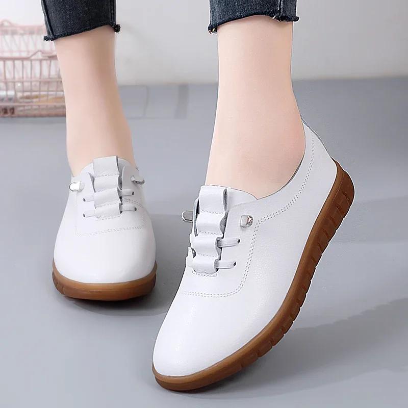 Neue Sneaker Damen Freizeitschuhe Frühling Herbst Ballerinas Echtes Leder Mokassins Frau Slipper Loafer Damen Bootsschuhe 35 von Joom DACH