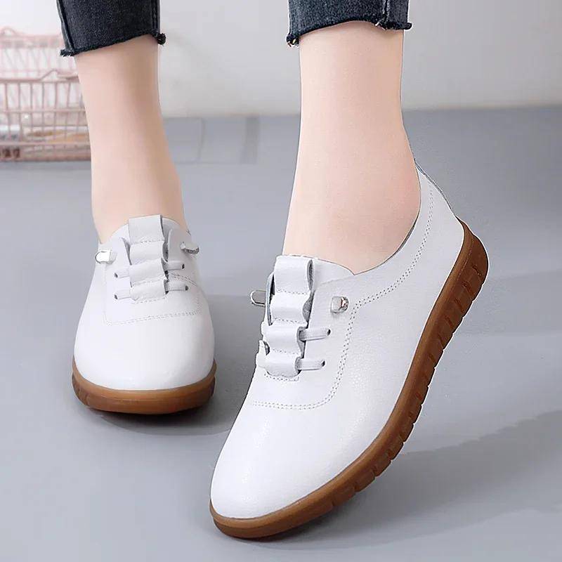 Neue Sneaker Damen Freizeitschuhe Frühling Herbst Ballerinas Echtes Leder Mokassins Frau Slipper Loafer Damen Bootsschuhe 35 von Joom DACH