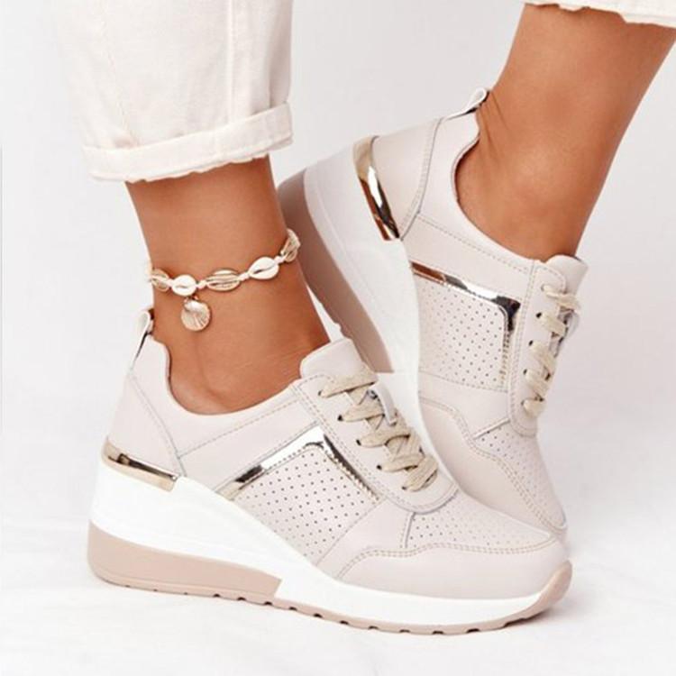 Neue Sommer Einfarbig frauen Atmungsaktive Casual Schuhe Hang Ferse Nicht Slip frauen Wanderschuhe 36 von Joom DACH