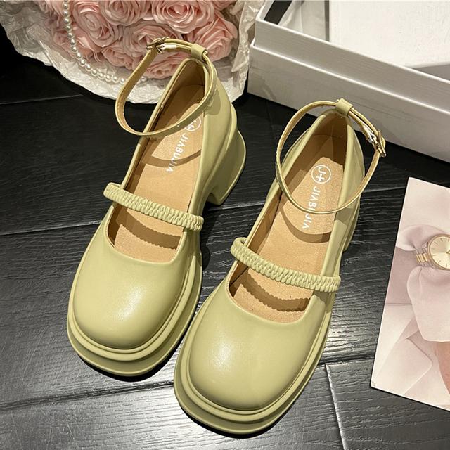 Neue Sommer Frauen Marie Jane Lolita Schuhe High Heels Sandalen Fashion Party Pumps Schuhe Pu Leder Oxford Chunky Zapatillas 38 grün von Joom DACH