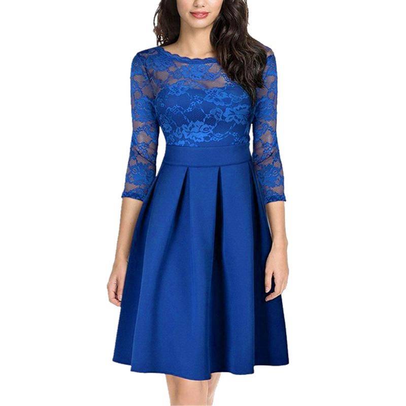 Neue Sommer Frauen Sheer Spitze Panel Kleid Oansatz 3/4 Sleeve Zipper Rüschen Saum Elegante Solide Abend S blau Neue Sommer Frauen Sheer Spitze Panel Kleid Oansatz 3/4 Sleeve Zipper Rüschen Saum Elegante Solide Abend S blau von Joom DACH