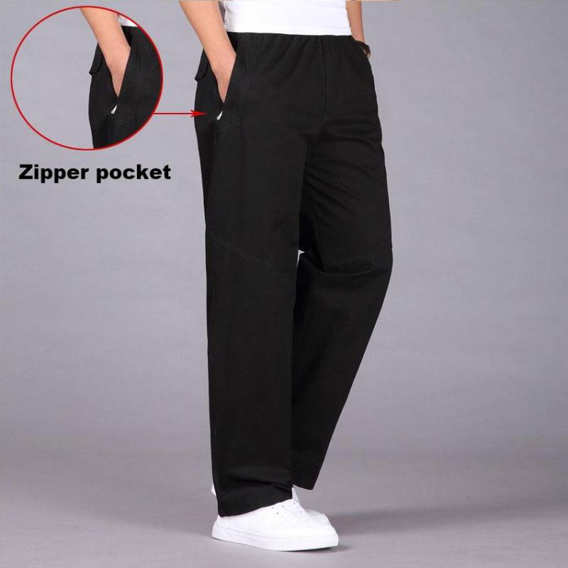 Neue Sommer Herren Baumwolle Casual Hosen Plus Größe Overalls männer Atmungsaktive Bequeme Schweiß Absorption Einfarbig Business Gerade Hosen 6XL von Joom DACH