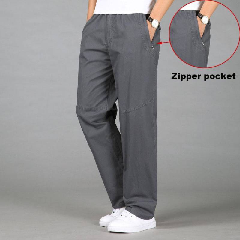 Neue Sommer Herren Baumwolle Casual Hosen Plus Größe Overalls männer Atmungsaktive Bequeme Schweiß Absorption Einfarbig Business Gerade Hosen XXXL von Joom DACH