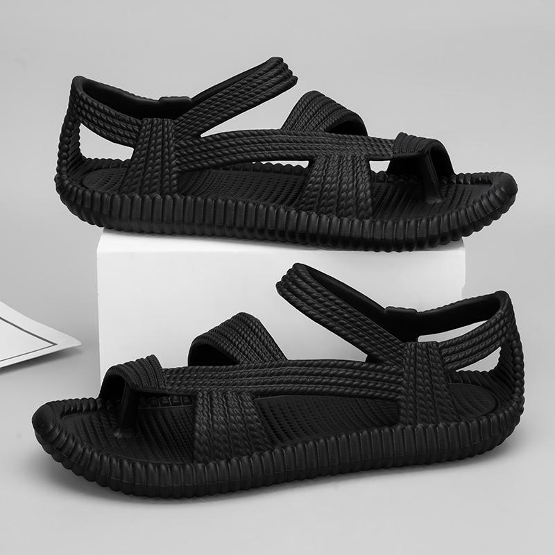 Neue Sommer Hochwertige Mode Männer Sandale Retro Römische Sandalen Outdoor Paare Strand Schuhe Bequem Open-Toe Cloud Hausschuhe 41 schwarz von Joom DACH