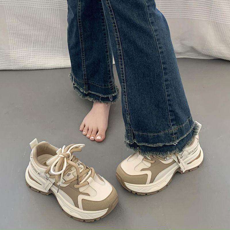 Neue Sommer Ins Trendige Vielseitige Plateau Damen Schuhe Mesh Atmungsaktive Studenten Sportschuhe 40 beige von Joom DACH