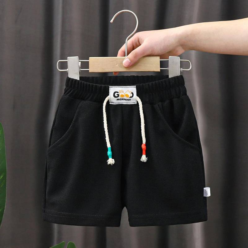 Neue Sommer Jungen Shorts Candy Farbe Strand Shorts für Kinder Casual Elastische Taille Kinder Kurze Hosen Sport Kleidung Outwear 100cm schwarz von Joom DACH