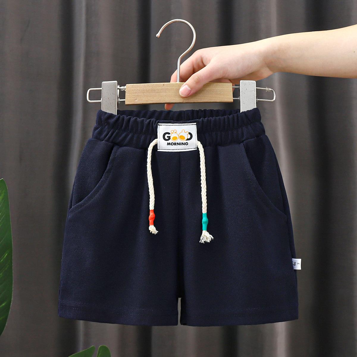 Neue Sommer Jungen Shorts Candy Farbe Strand Shorts für Kinder Casual Elastische Taille Kinder Kurze Hosen Sport Kleidung Outwear 110cm navy blau von Joom DACH