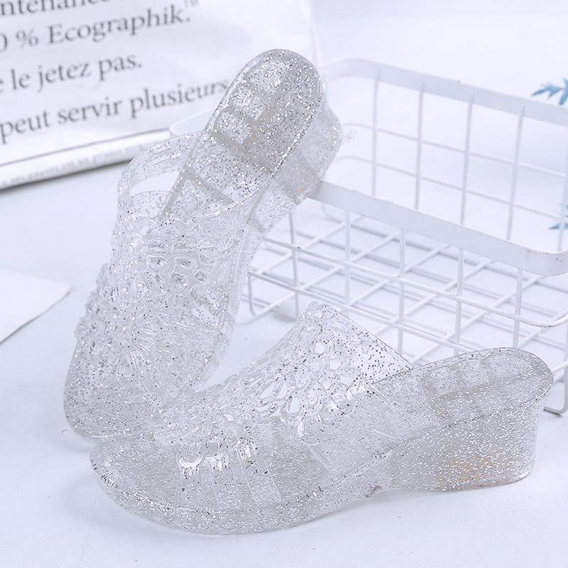 Neue Sommer Sandalen Weibliche Kristall Gelee Schuhe Strand Schuhe Slip Kunststoff Transparente Schuhe Frauen Sandalen PVC Gelee Sandalen 36 von Joom DACH