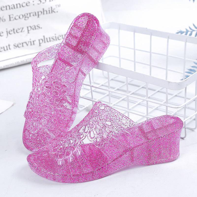 Neue Sommer Sandalen Weibliche Kristall Gelee Schuhe Strand Schuhe Slip Kunststoff Transparente Schuhe Frauen Sandalen PVC Gelee Sandalen 40 rosa von Joom DACH