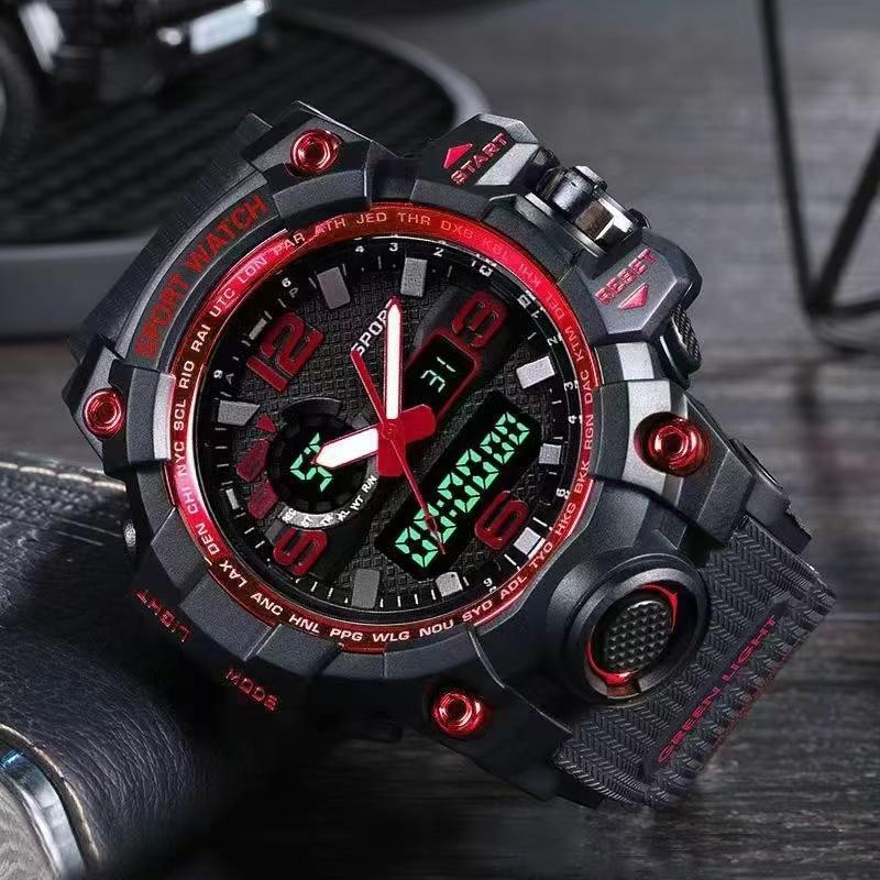 Neue Sport Relogio herren Uhr Wasserdicht Military herren Uhren Multifunktionale Mit Dual Display Leucht rot von Joom DACH