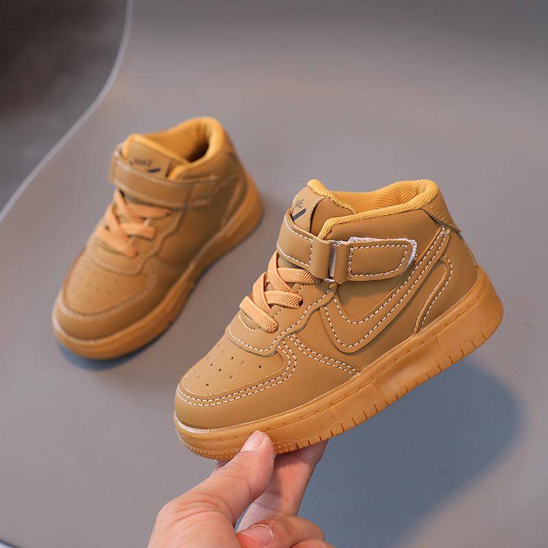 Neue Sportschuhe für Kinder im Frühling und Herbst: High-Top-Sneaker für Jungen, weiße Schuhe für Mädchen, modische Basketballschuhe im koreanischen Stil Sizes 21-25, Set of 5 Pairs gelb von Joom DACH