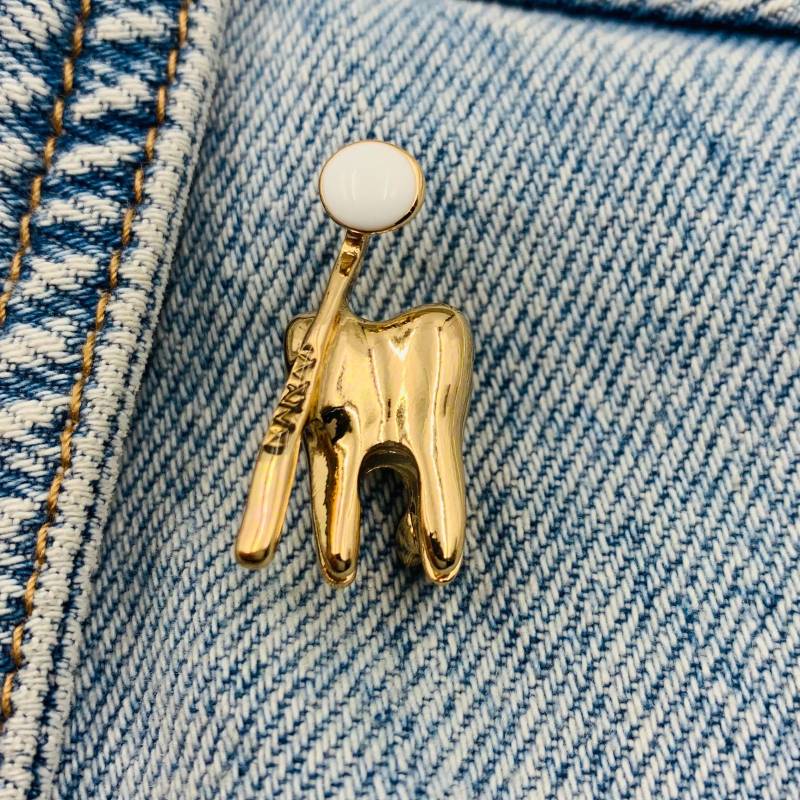 Neue Stecknadel Goldener Zahn mit Spiegel Metall Stecker Geschenk Geburtstag 1 Stück von Joom DACH