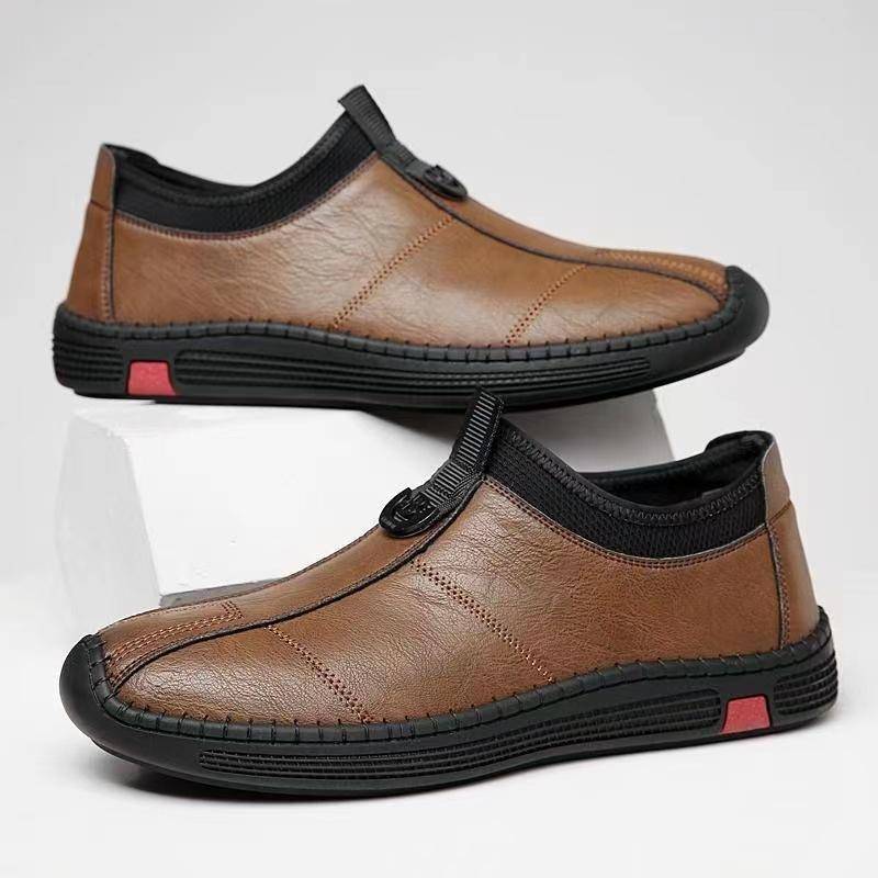 Neue Stil Herren Freizeitschuhe Atmungsaktive Lederschuhe Herren Business Weiche Sohle Weiches Leder Slip-on Lederschuhe Herren 44 braun von Joom DACH