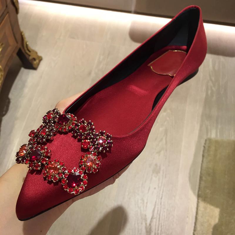 Neue Strass Quadrat Schnalle Pumps Damen Spitzschuh Hochzeitsschuhe Party Damen Satinschuhe Damen Zapatos Femenino 40 von Joom DACH