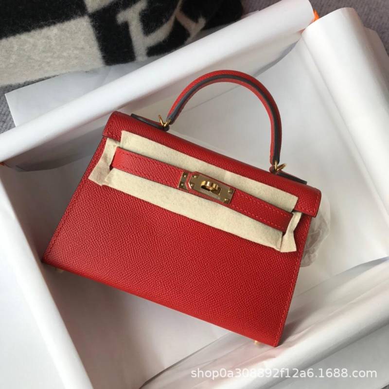 Neue Tasche aus echtem Leder der zweiten Generation, Mini-Tasche, Palmendruck, Rindsleder, einzelne Schulter, Umhängetasche für Damen, klassisch, modisch und vielseitig 21cm+box with silk scarf rot von Joom DACH