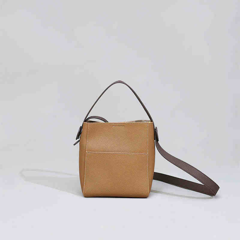 Neue Tragbare Eimer-Tasche aus Rindsleder Pendler-Tasche Schulter Vielseitig Großes Fassungsvermögen Messenger Damen-Tasche von Joom DACH