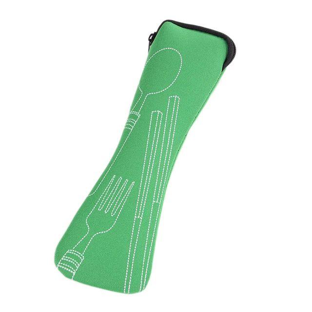 Neue Tragbare Kissen Tasche Messer Gabel Stäbchen Tasche Weiche 1 Stück Luft Baumwolle Zipper Reise Besteck Tasche Lagerung Supplies 24*6.5cm grün von Joom DACH