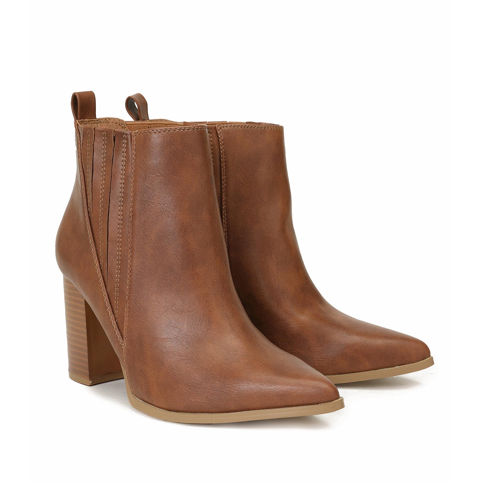 Neue Übergrößenstiefel Spitz High Heels Niedrig geschnittene Stiefeletten Alleskombinierbare Anmutige PU-Leder Chelsea Boots für Damen US11 von Joom DACH