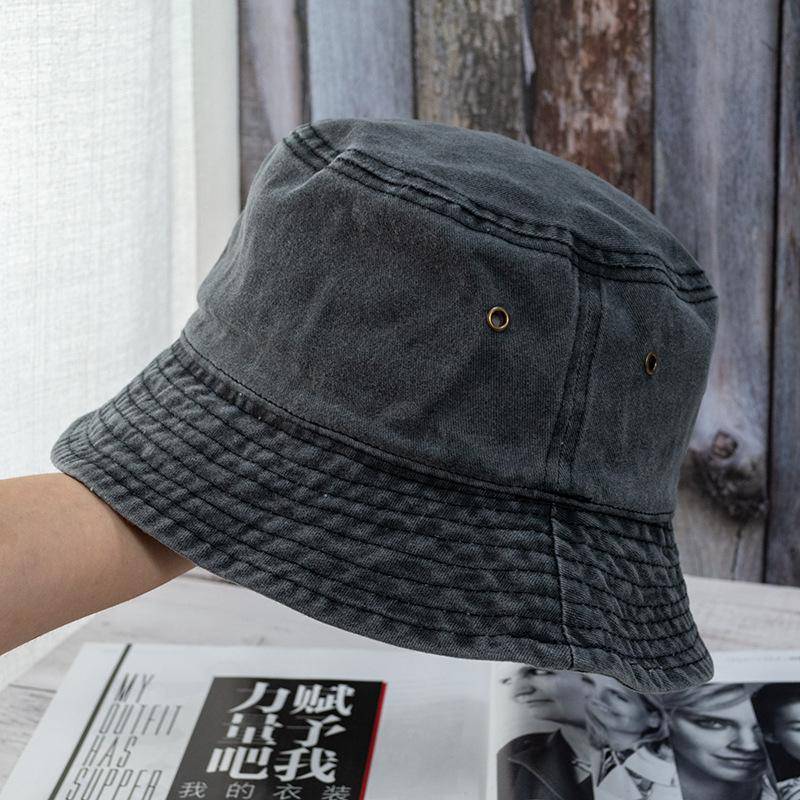 Neue Unisex Bucket Hat Fashion Washed Cotton Cap Design Herren Panamahüte Damen Sommer Outdoor Casual Sonnenschutz Visier Fisherman Caps 54-58cm schwarz von Joom DACH