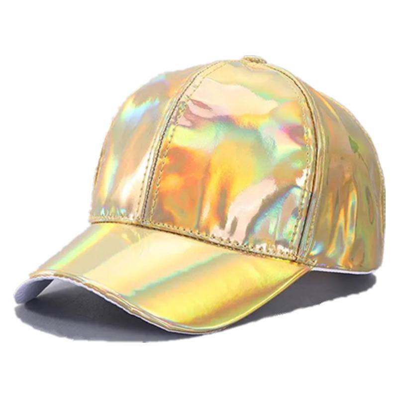 Neue Unisex PU Leder Laser Style Baseball Cap Street Hip Hop Hut Männer Frauen Schillernde Farben Y2K Cap 56cm-60cm gelb von Joom DACH