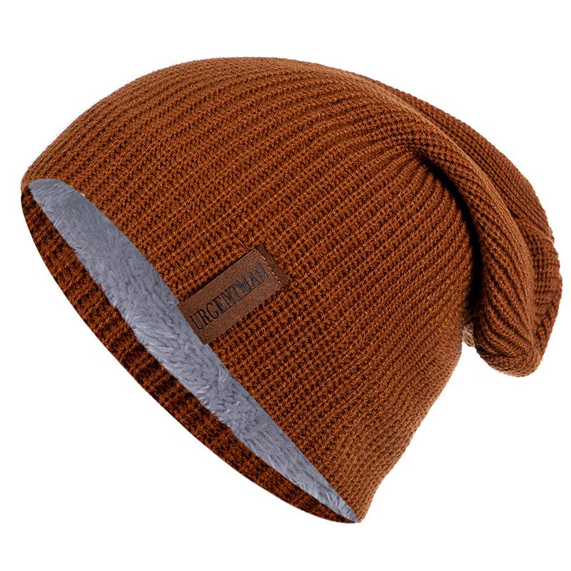 Neue Unisex-Ski-Beanie-Mütze, gehäkelt, mit Fell gefüttert, warme Strickmütze, stilvolle, einfarbige Wintermützen für Männer und Frauen 54cm-62cm kamelfarben von Joom DACH