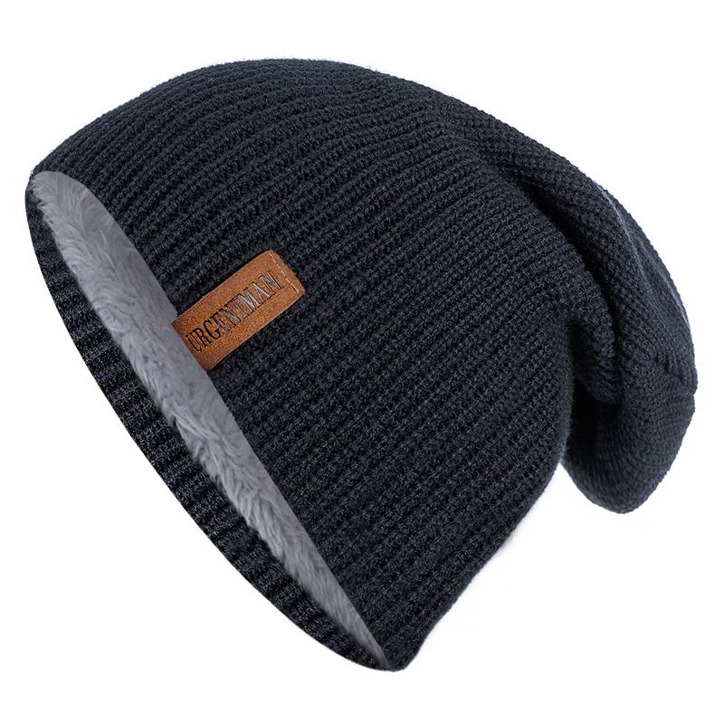 Neue Unisex-Ski-Beanie-Mütze, gehäkelt, mit Fell gefüttert, warme Strickmütze, stilvolle, einfarbige Wintermützen für Männer und Frauen 54cm-62cm schwarz von Joom DACH