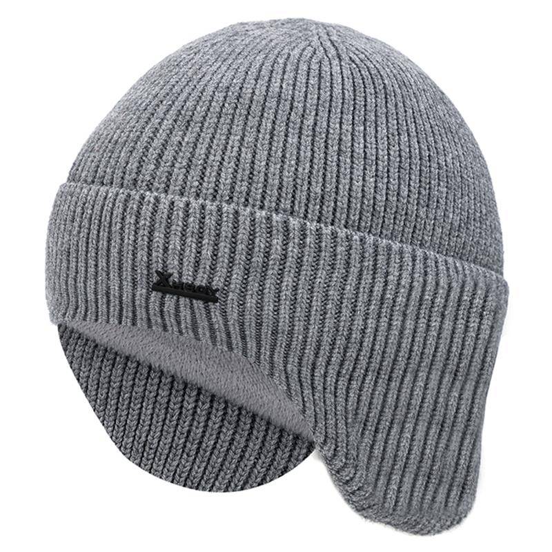 Neue Unisex-Wintermütze aus Fleece mit warmer Ohrenklappe, stilvolle weiche Beanie-Mütze für Männer und Frauen im Freien, verdickte Skisport-Strickmütze 55cm-60cm grau von Joom DACH
