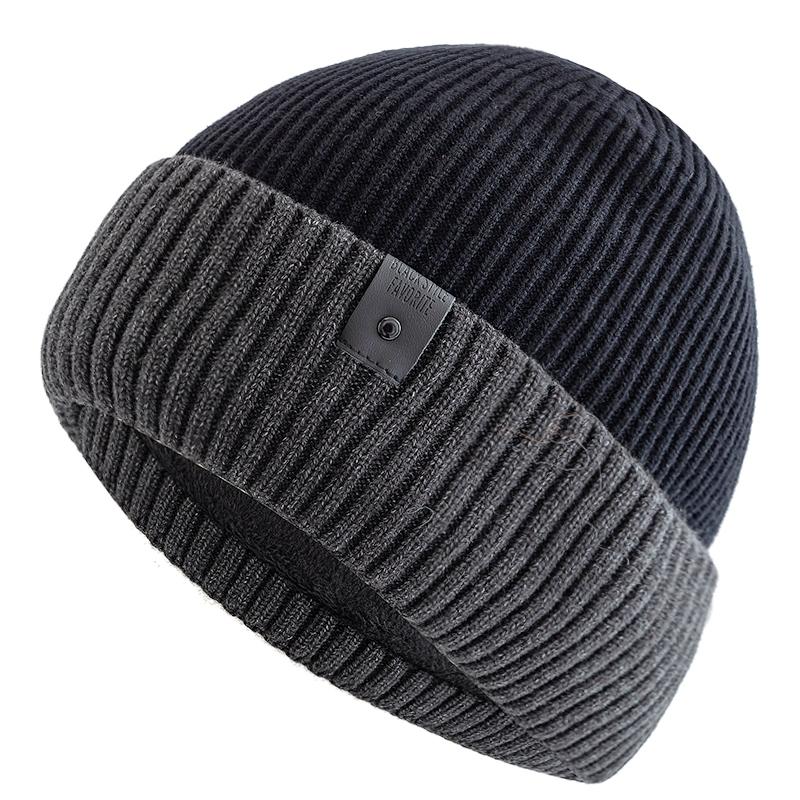 Neue Unisex-Wintermütze mit Fleecefutter, warme Mütze, stilvolle weiche Beanie-Mütze für Männer und Frauen, dicke Strickmütze für den Außenbereich, Skisport 55cm-60cm schwarz/grau von Joom DACH