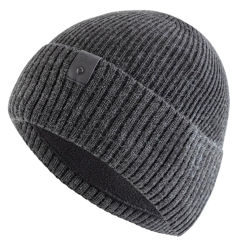 Neue Unisex-Wintermütze mit Fleecefutter, warme Mütze, stilvolle weiche Beanie-Mütze für Männer und Frauen, dicke Strickmütze für den Außenbereich, Skisport 55cm-60cm grau von Joom DACH