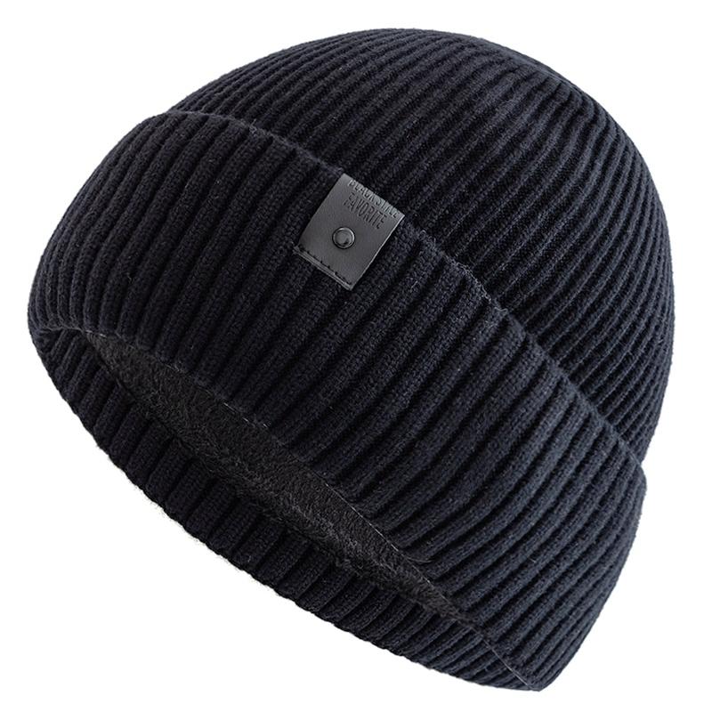 Neue Unisex-Wintermütze mit Fleecefutter, warme Mütze, stilvolle weiche Beanie-Mütze für Männer und Frauen, dicke Strickmütze für den Außenbereich, Skisport 55cm-60cm schwarz von Joom DACH