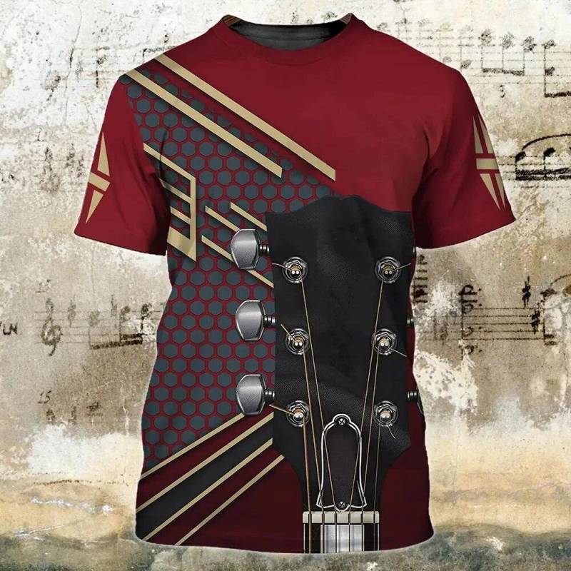 Neue Unisex männer T-shirt 3D Gitarre Liebhaber Drucken Kurzarm T-stücke Pop Musik Stil Übergroßen Tops Straße Harajuku Männer der Kleidung 2XL von Joom DACH