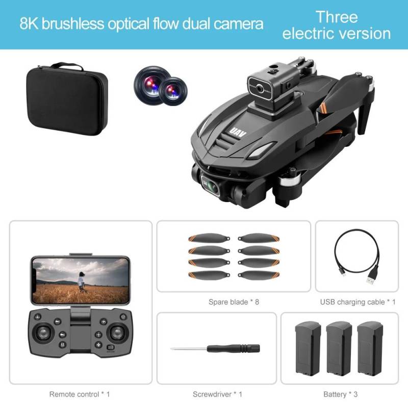 Neue V168 Max Pro Drohne GPS 8K Professional mit HD-Kamera 5G WiFi FPV Bürstenloser ferngesteuerter Quadcopter Hindernisvermeidung und automatische Rückkehr 8K 3 battery schwarz von Joom DACH