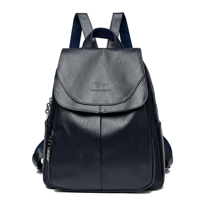 Neue Version des Damenrucksacks aus weichem Leder für Damen. Neuer Stil, Rucksack aus reinem weichem Leder, große Kapazität, Schultasche für Damen von Joom DACH