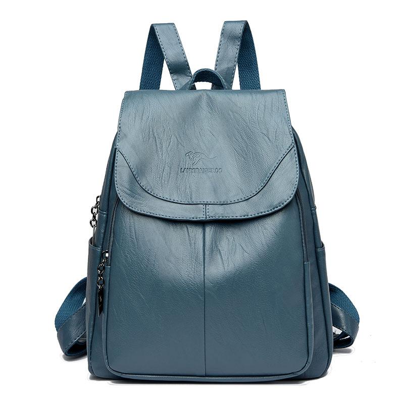 Neue Version des Damenrucksacks aus weichem Leder für Damen. Neuer Stil, Rucksack aus reinem weichem Leder, große Kapazität, Schultasche für Damen von Joom DACH